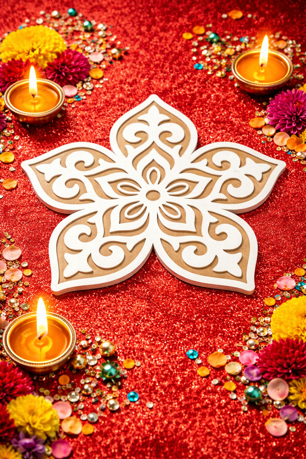 Petal Crest Wooden Rangoli