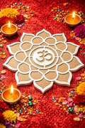 Om Lotus Aura Wooden Rangoli
