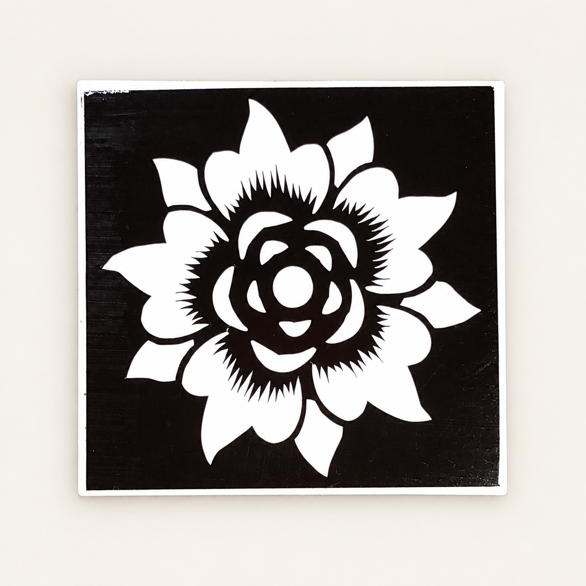 Lotus Grace Mehndi Tattoo Sticker actual stencil design on white backing, displayed against a cleaned ivory background.