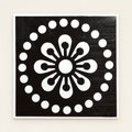 Radiant Petal actual stencil design on white backing, displayed against a cleaned ivory background.